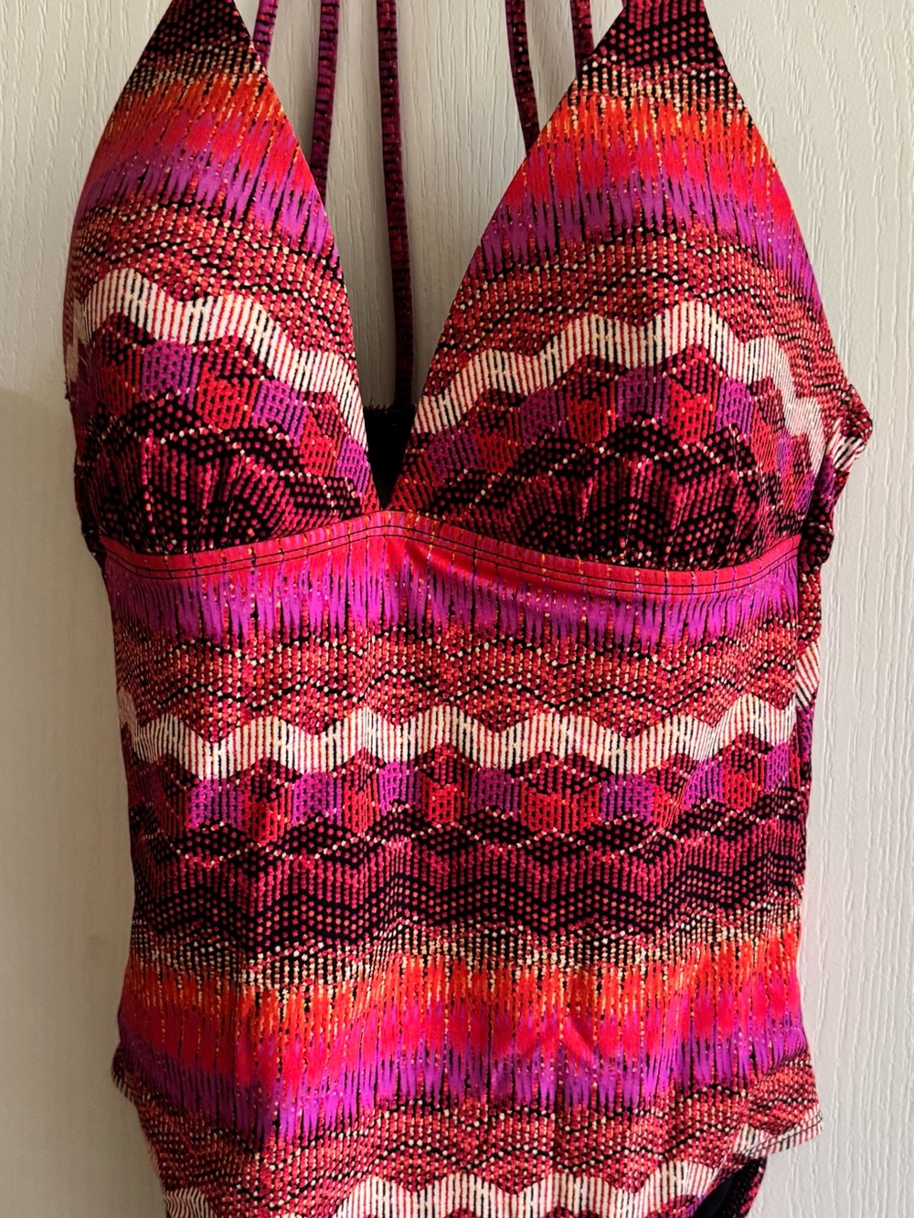 Pink Multi Halter One-Piece Swimsuit